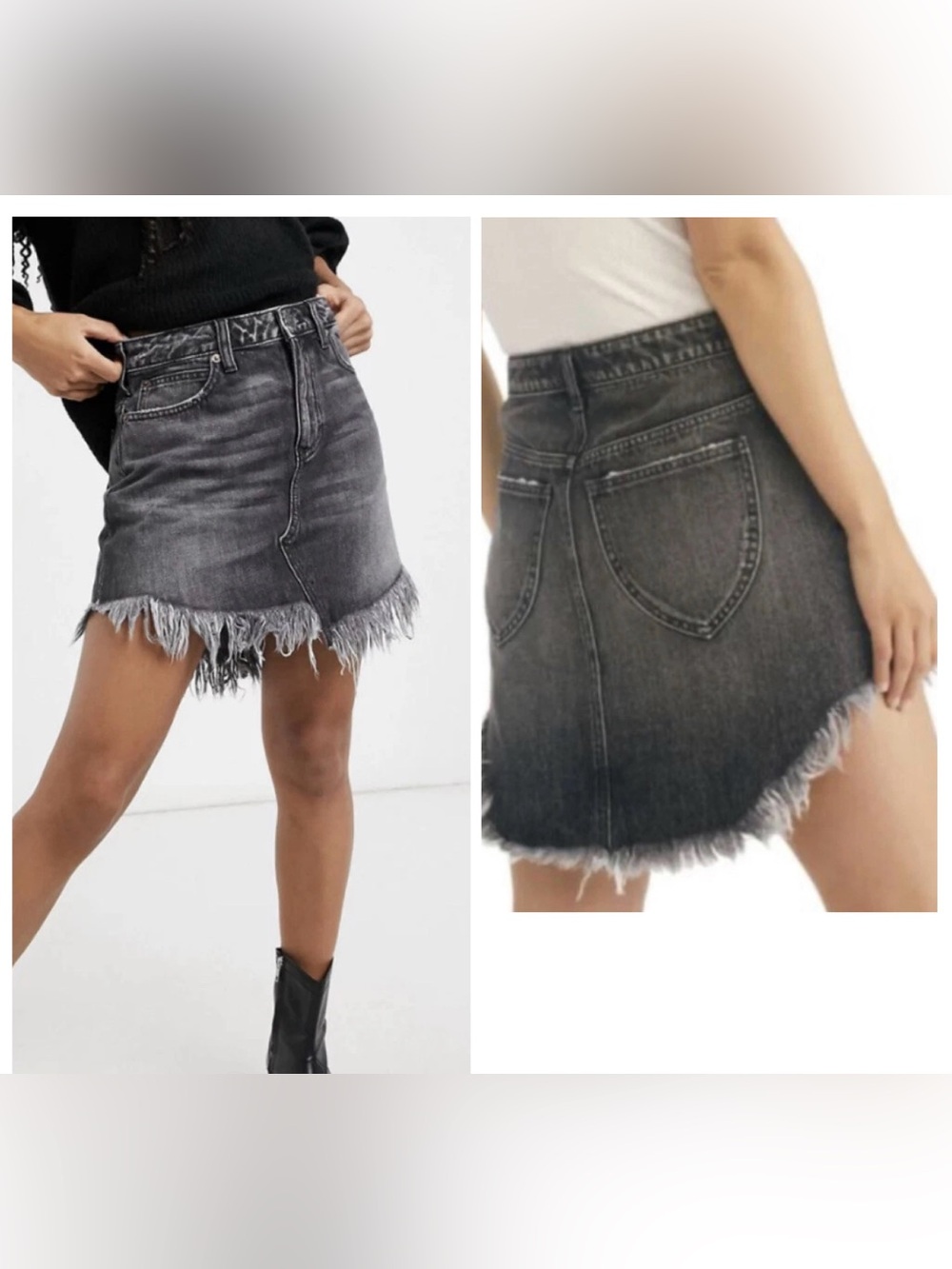 NEW FP We The Free Bailey Denim BLACKISH GREY Jean Skirt
RAW ROUNDED HEM SZ 24